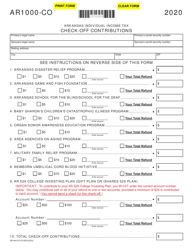 Document preview: Form AR1000-CO Check-Off Contributions - Arkansas, 2020