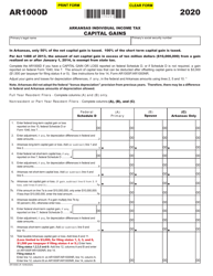 Form Ar1000d Download Fillable Pdf Or Fill Online Capital Gains Arkansas Templateroller