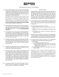 Form AR2210 Penalty for Underpayment of Estimated Tax - Arkansas, Page 2