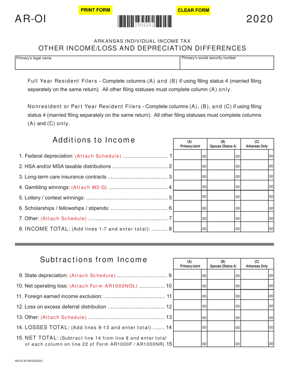 Form AROI Download Fillable PDF or Fill Online Other and