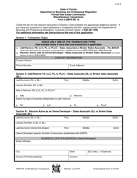 Form DBPR RE16 Miscellaneous Transactions - Florida, Page 2