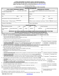 Form HSMV82363 Application for Salvage Title/Certificate of Destruction - Florida