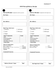 Document preview: Attachment 17 Sfsp Pick-Up/Delivery Receipt - Georgia (United States)