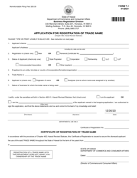Form T-1 Application for Registration of Trade Name - Hawaii, Page 2