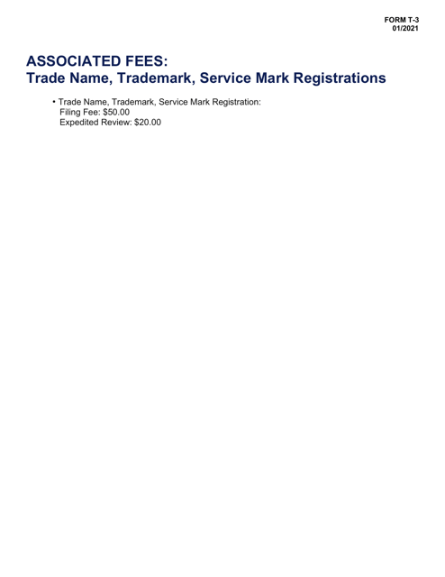 Form T-3 Application for Registration of Service Mark - Hawaii