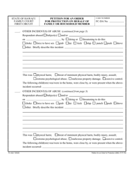 Form 1F-P-754 Petition for an Order for Protection on Behalf of a Family or Household Members - Hawaii, Page 8