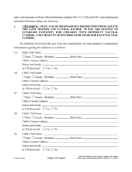 Form 1F-P-997A Petition for Paternity or for Custody, Visitation, and Support Orders After Voluntary Establishment of Paternity - Hawaii, Page 2