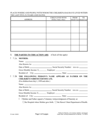 Form 1F-P-997A Petition for Paternity or for Custody, Visitation, and Support Orders After Voluntary Establishment of Paternity - Hawaii, Page 3