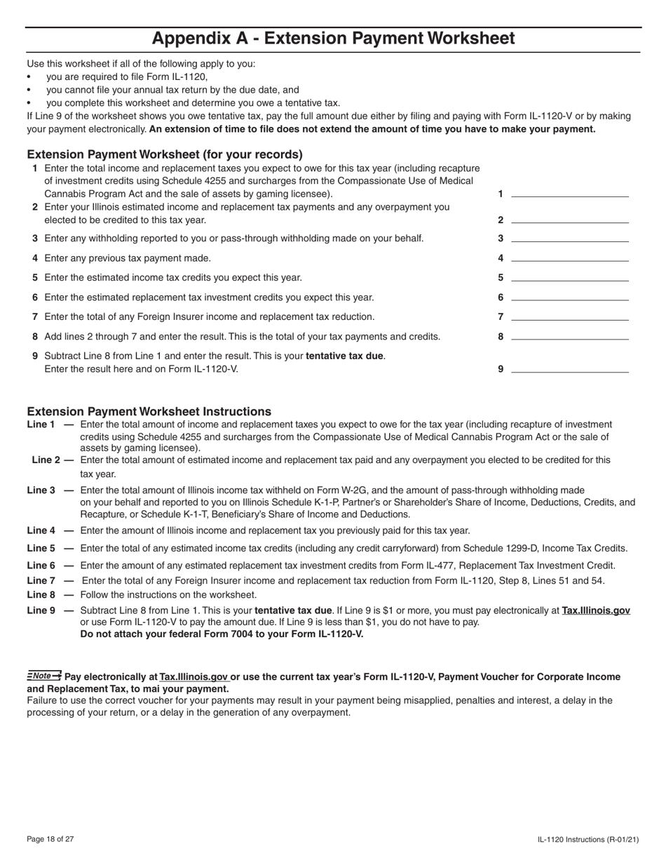 Instructions for Form IL-1120 Corporation Income and Replacement Tax Return - Illinois, Page 18