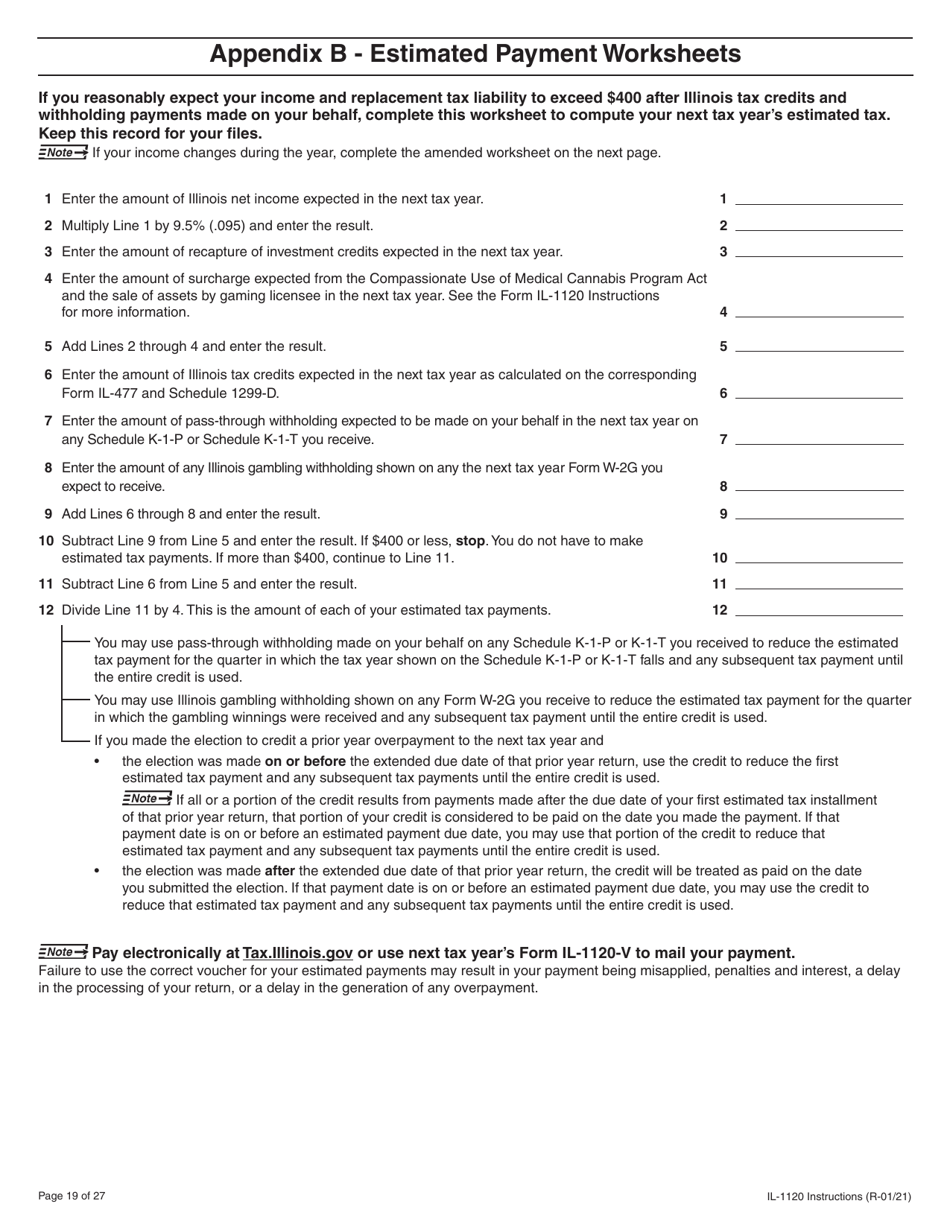 Instructions for Form IL-1120 Corporation Income and Replacement Tax Return - Illinois, Page 19