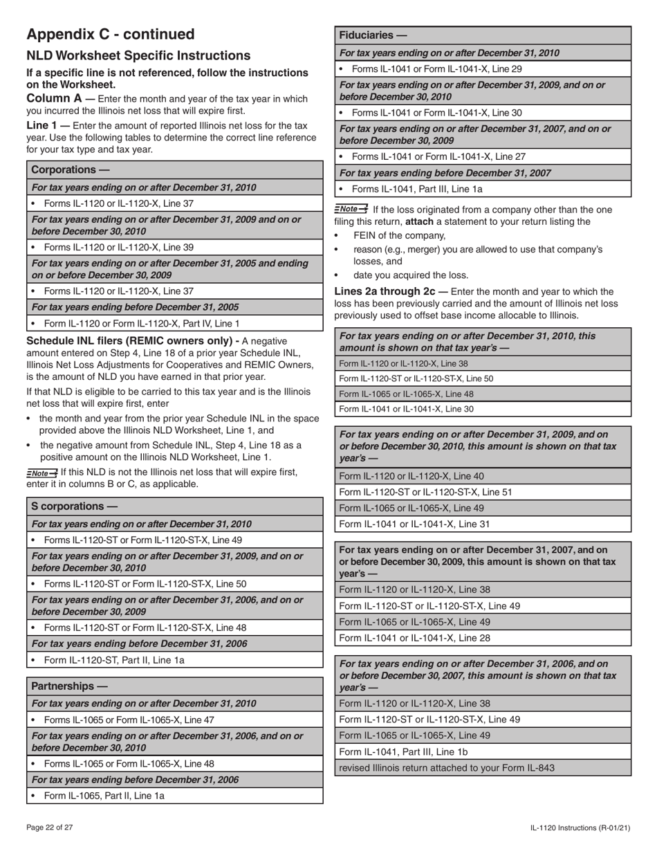 Instructions for Form IL-1120 Corporation Income and Replacement Tax Return - Illinois, Page 22