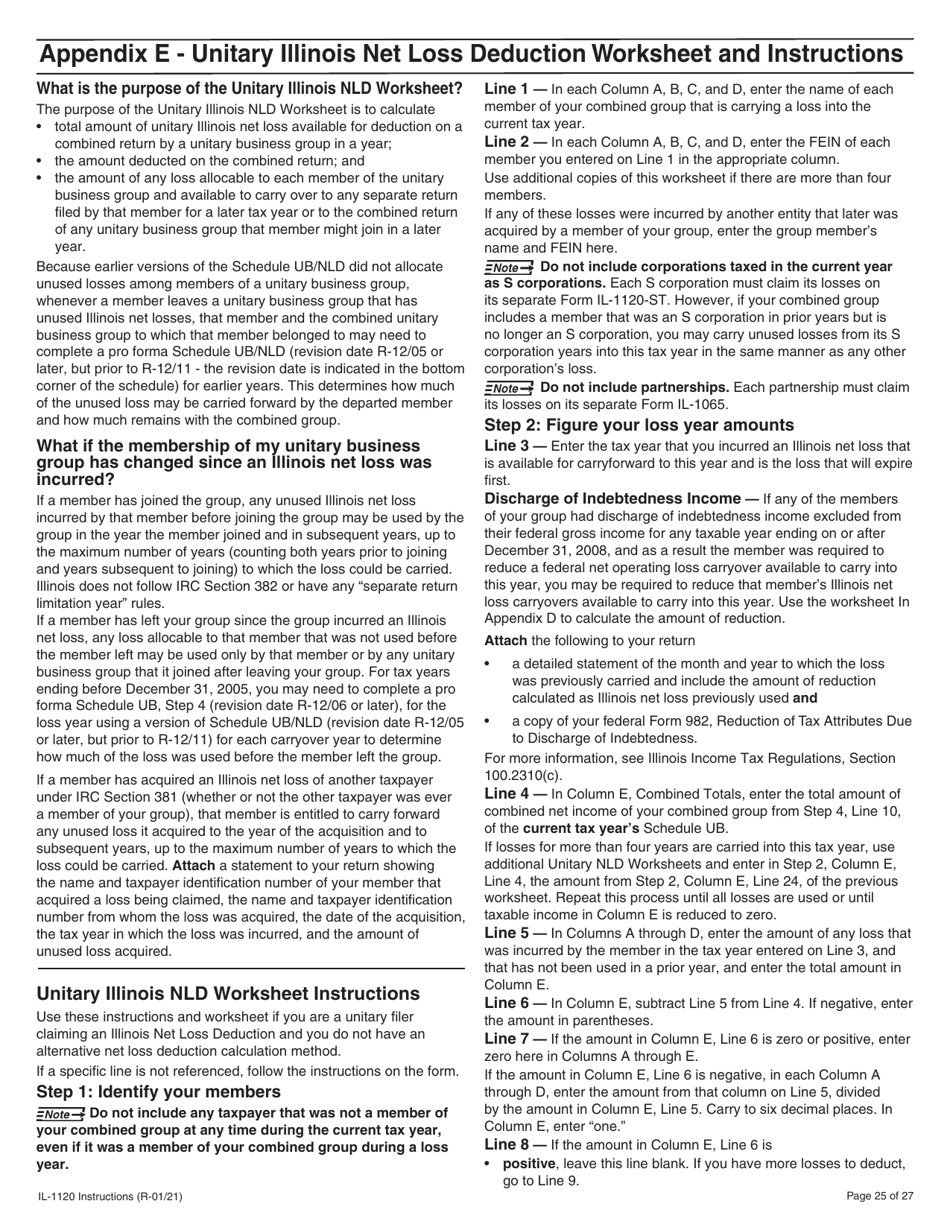 Instructions for Form IL-1120 Corporation Income and Replacement Tax Return - Illinois, Page 25