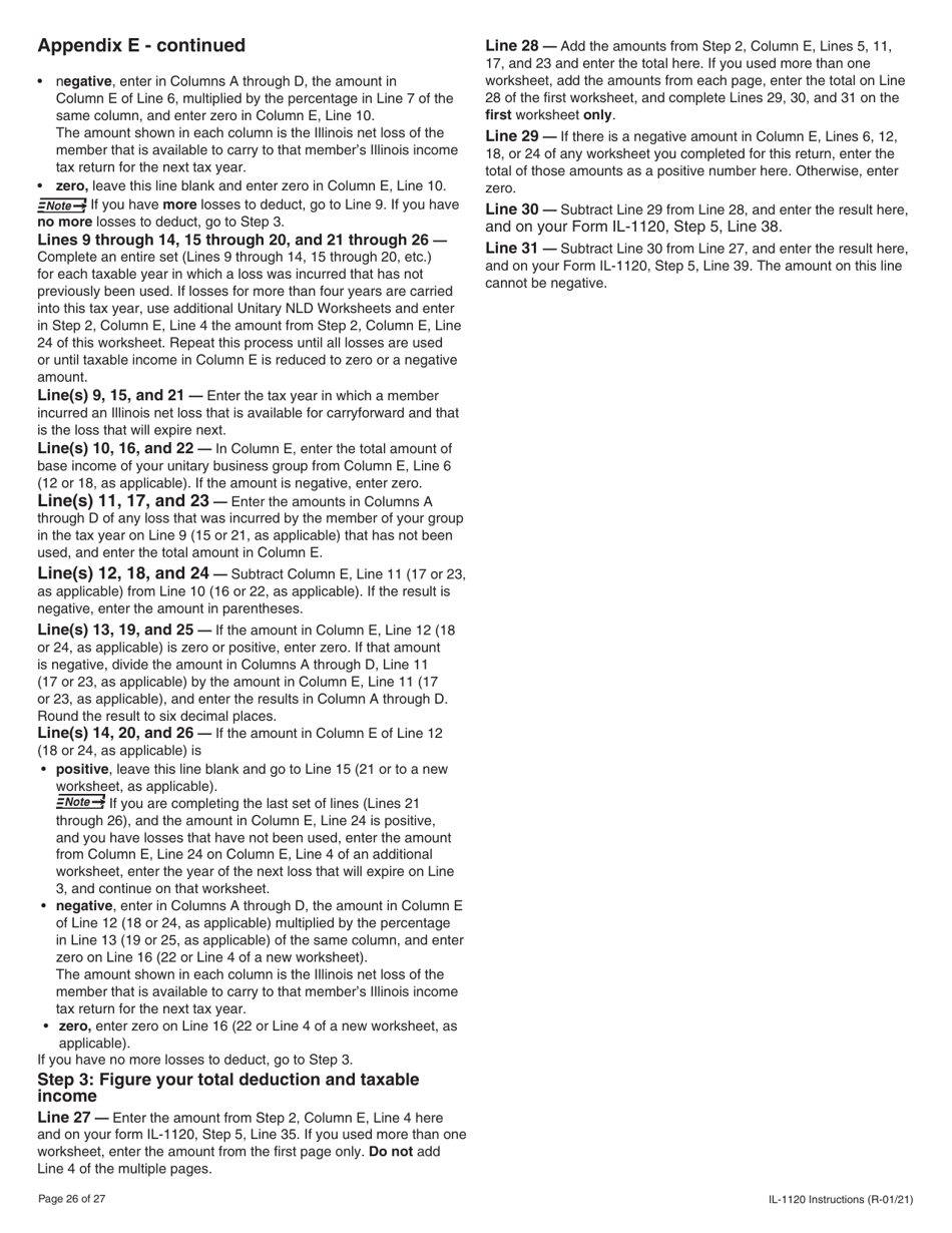 Instructions for Form IL-1120 Corporation Income and Replacement Tax Return - Illinois, Page 26
