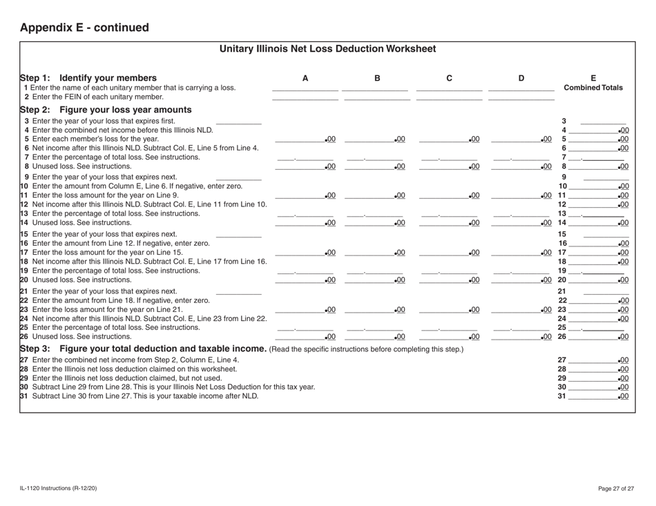 Instructions for Form IL-1120 Corporation Income and Replacement Tax Return - Illinois, Page 27