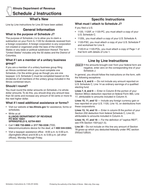 Form IL-1120 Schedule J  Printable Pdf