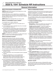 Instructions for Form IL-1041 Schedule NR Nonresident Computation of Fiduciary Income - Illinois