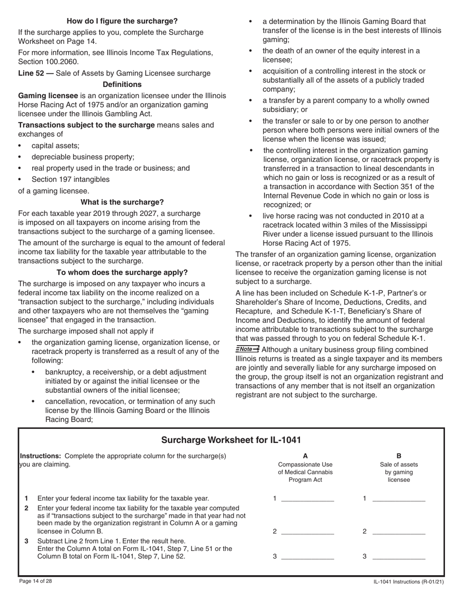 Instructions for Form IL-1041 Fiduciary Income and Replacement Tax Return - Illinois, Page 14