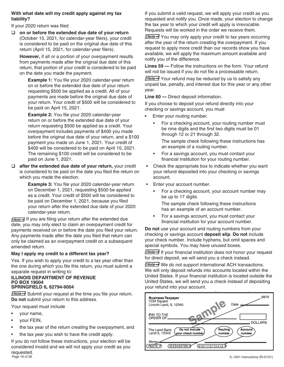 Instructions for Form IL-1041 Fiduciary Income and Replacement Tax Return - Illinois, Page 16