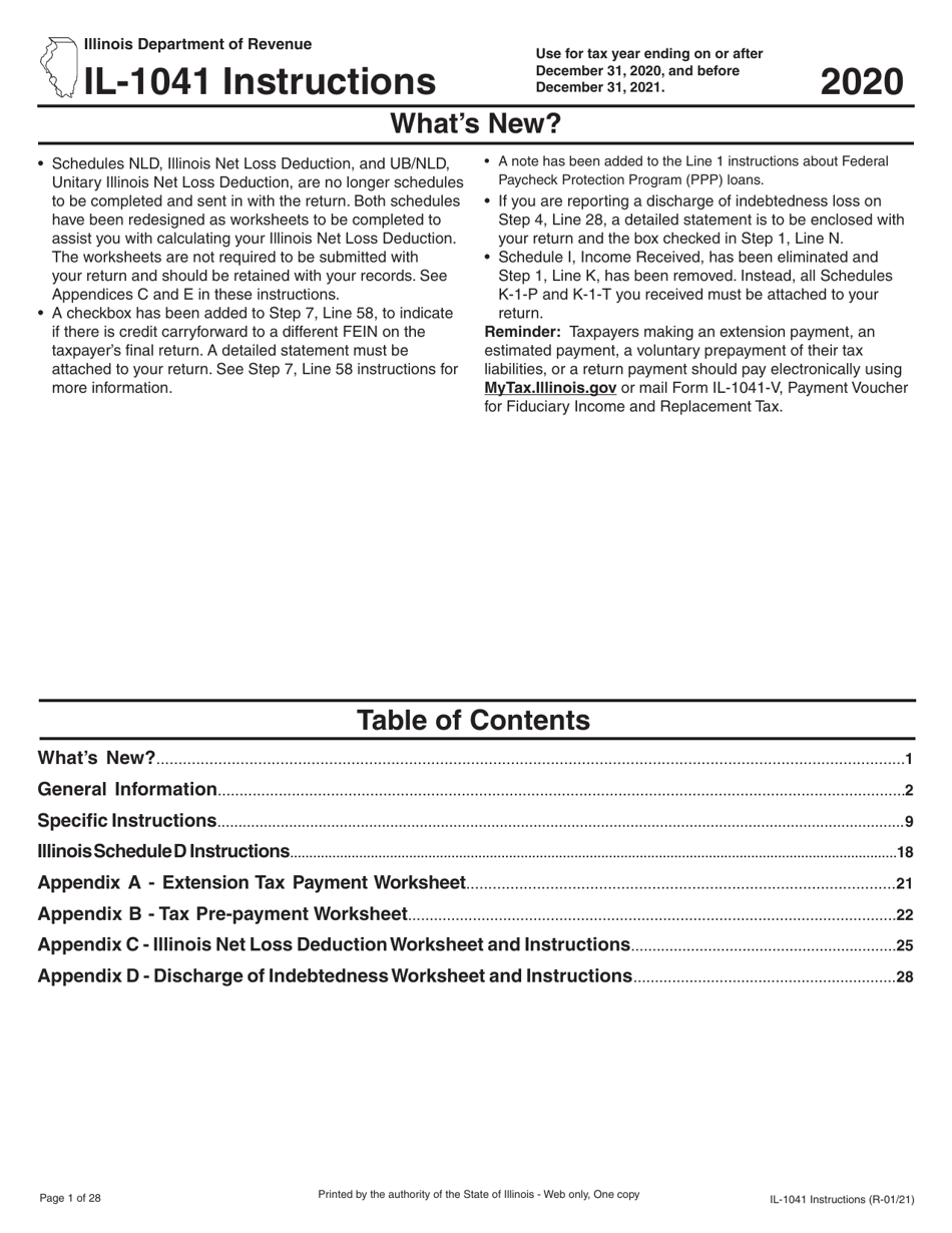 Instructions for Form IL-1041 Fiduciary Income and Replacement Tax Return - Illinois, Page 1