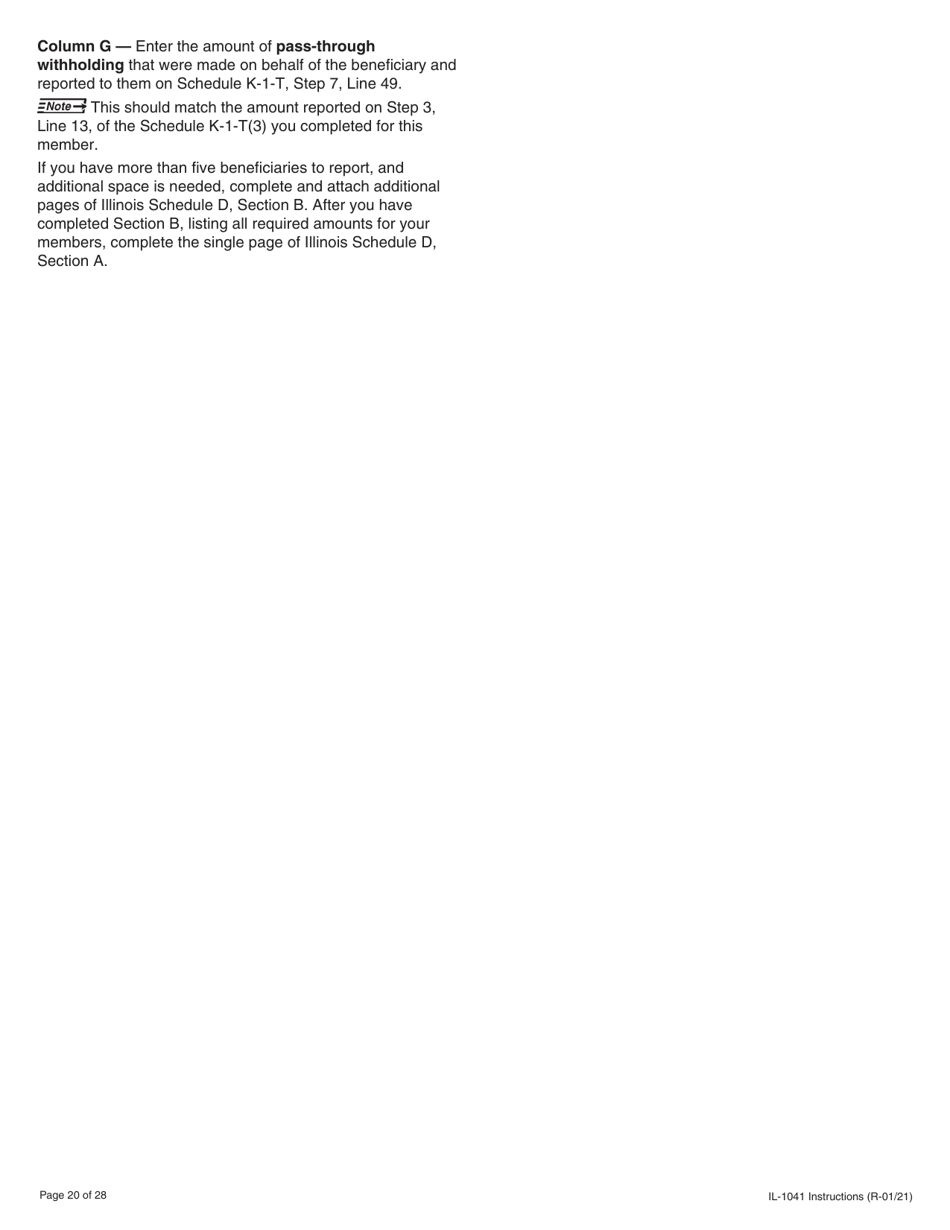 Instructions for Form IL-1041 Fiduciary Income and Replacement Tax Return - Illinois, Page 20