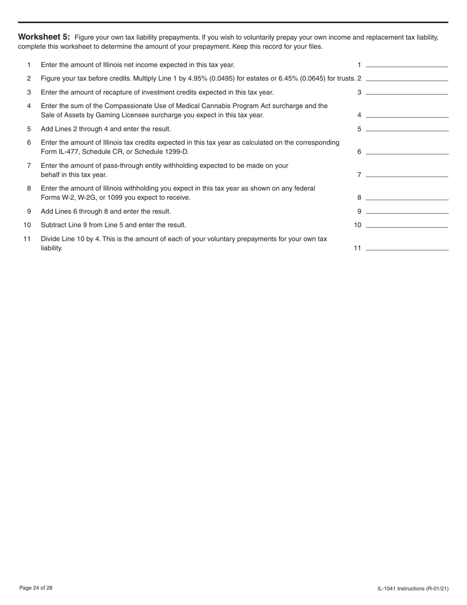 Instructions for Form IL-1041 Fiduciary Income and Replacement Tax Return - Illinois, Page 24