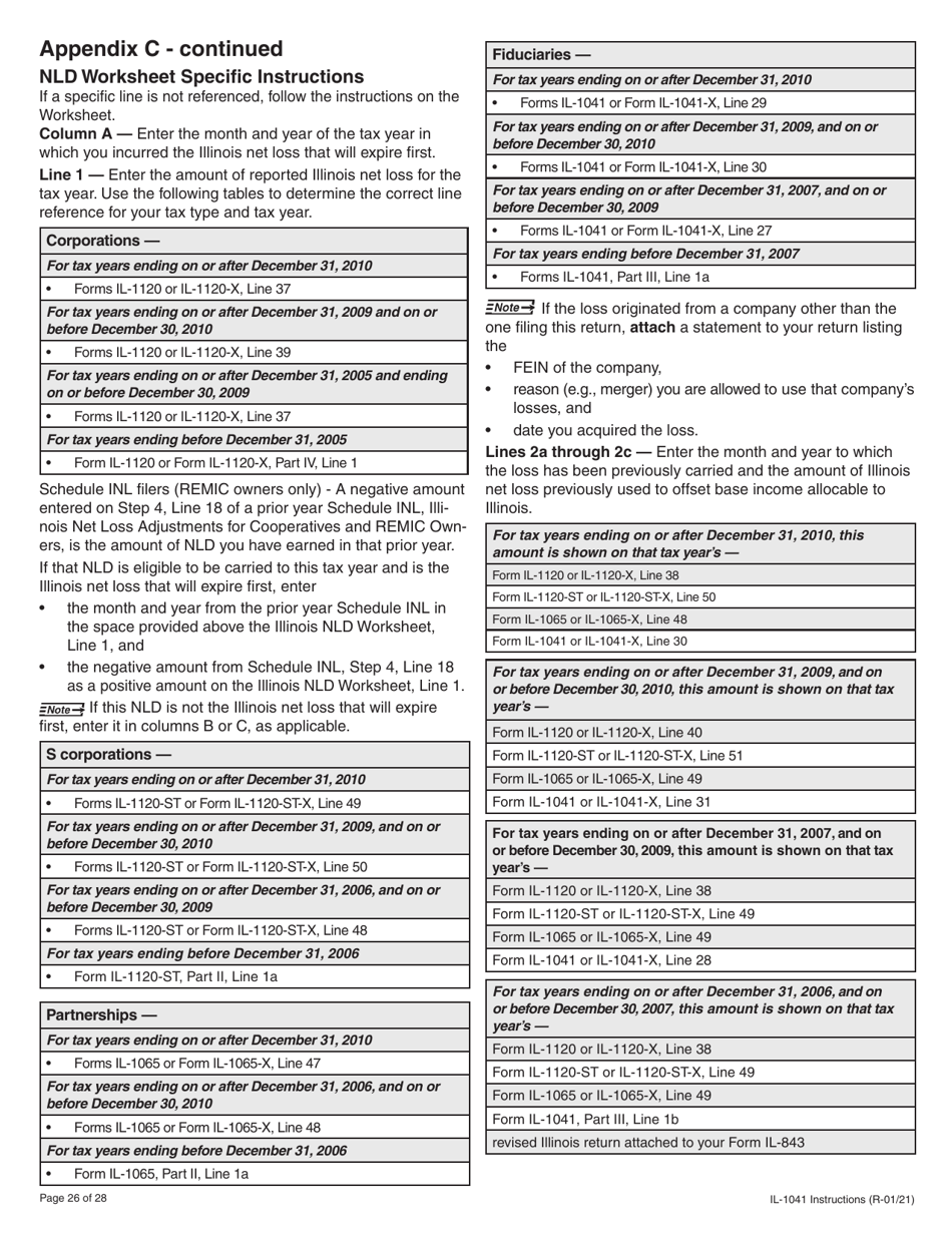Instructions for Form IL-1041 Fiduciary Income and Replacement Tax Return - Illinois, Page 26
