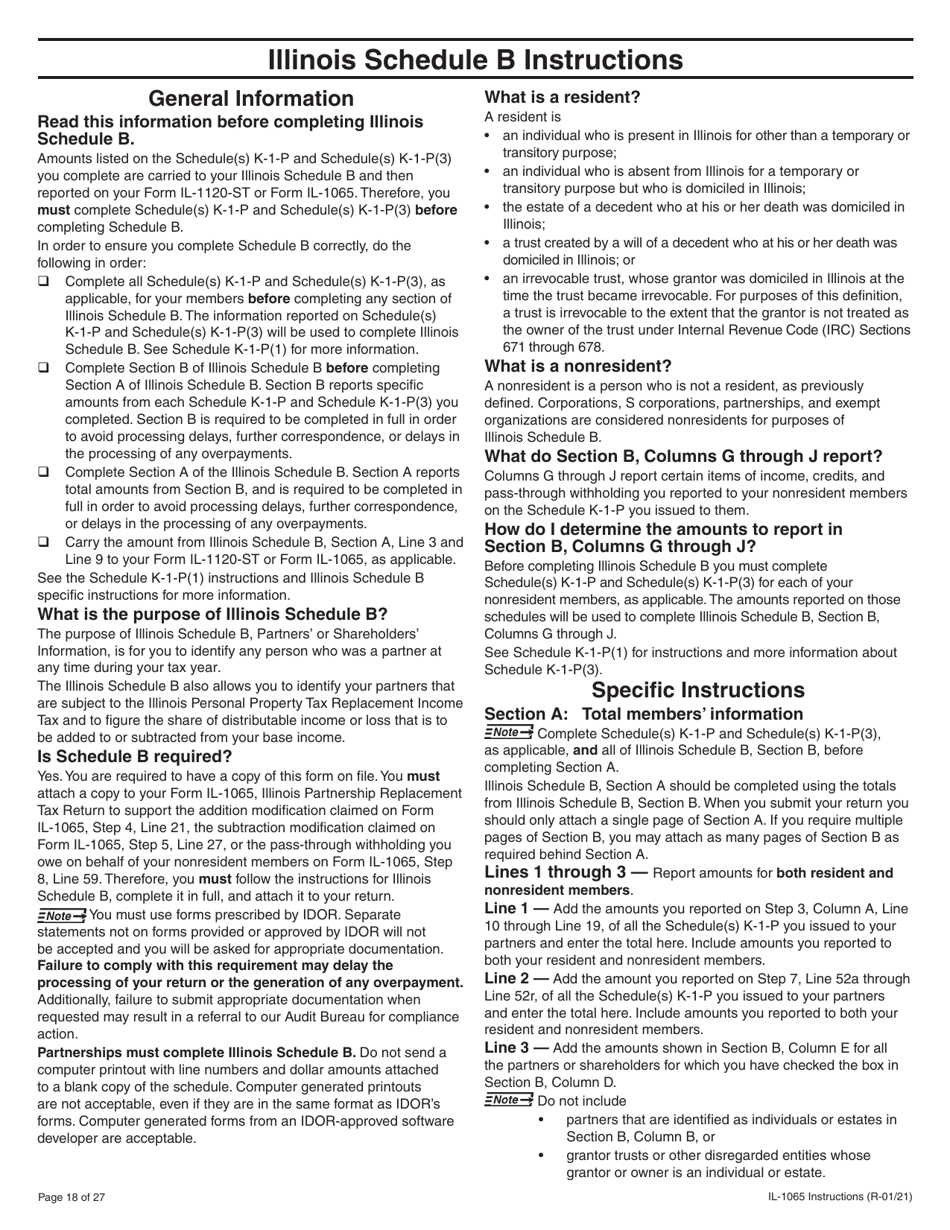 Instructions for Form IL-1065 Partnership Replacement Tax Return - Illinois, Page 18
