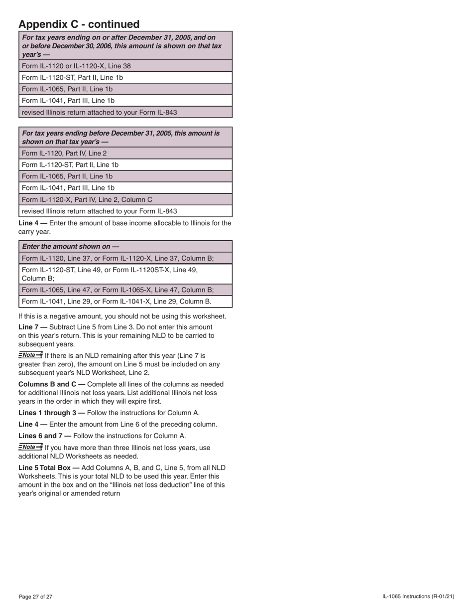 Instructions for Form IL-1065 Partnership Replacement Tax Return - Illinois, Page 27