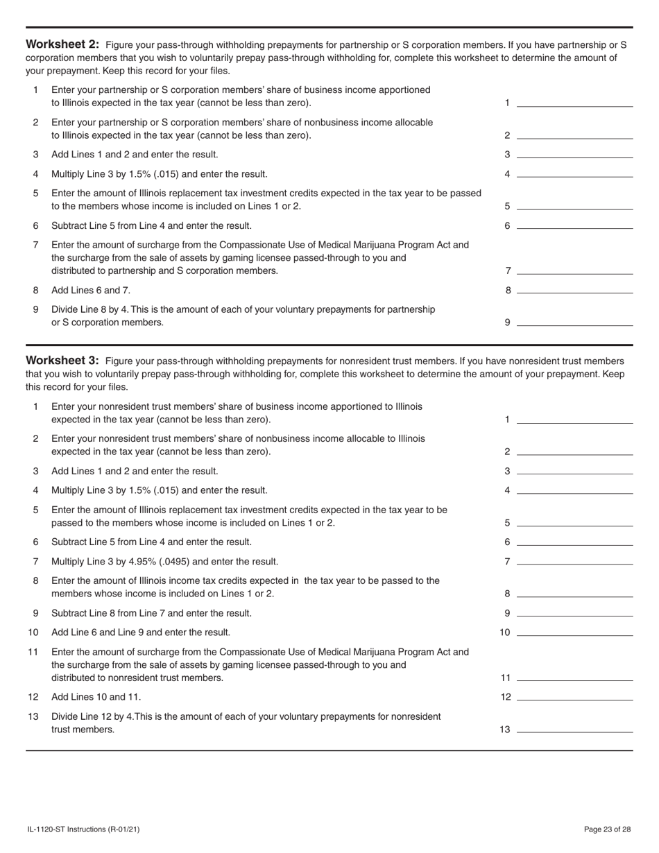 Instructions for Form IL-1120-ST Small Business Corporation Replacement Tax Return - Illinois, Page 23