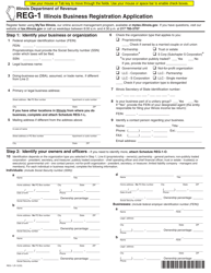 Form REG-1 &quot;Illinois Business Registration Application&quot; - Illinois