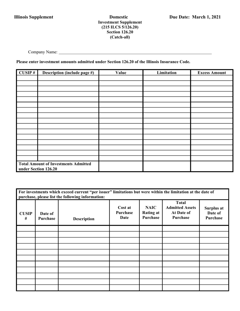 Illinois Investment Supplement - Catch-All Download Printable PDF ...