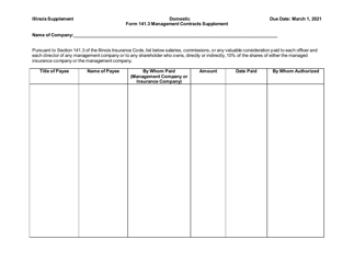 Form 141.3 Management Contracts Supplement - Illinois