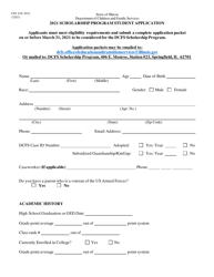Form CFS438-2021 Scholarship Program Student Application - Illinois