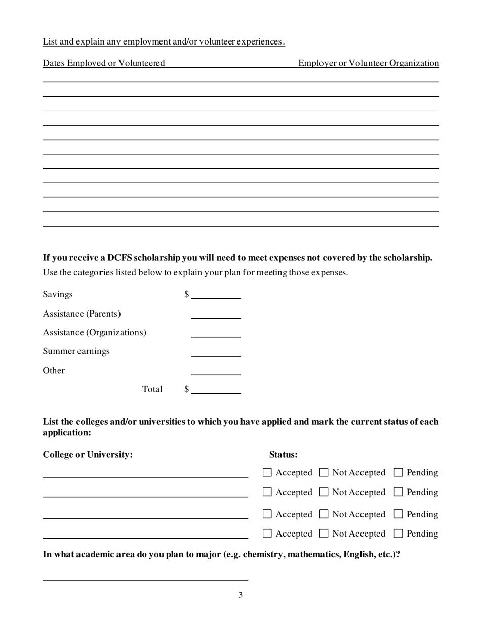 Form CFS438-2021 Scholarship Program Student Application - Illinois, Page 3