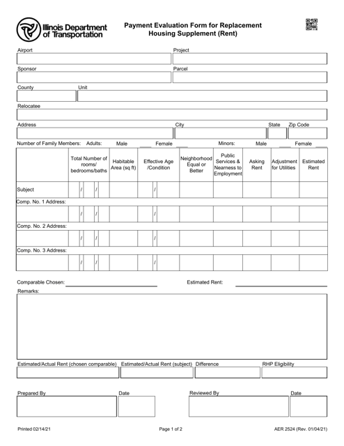Form AER2524  Printable Pdf
