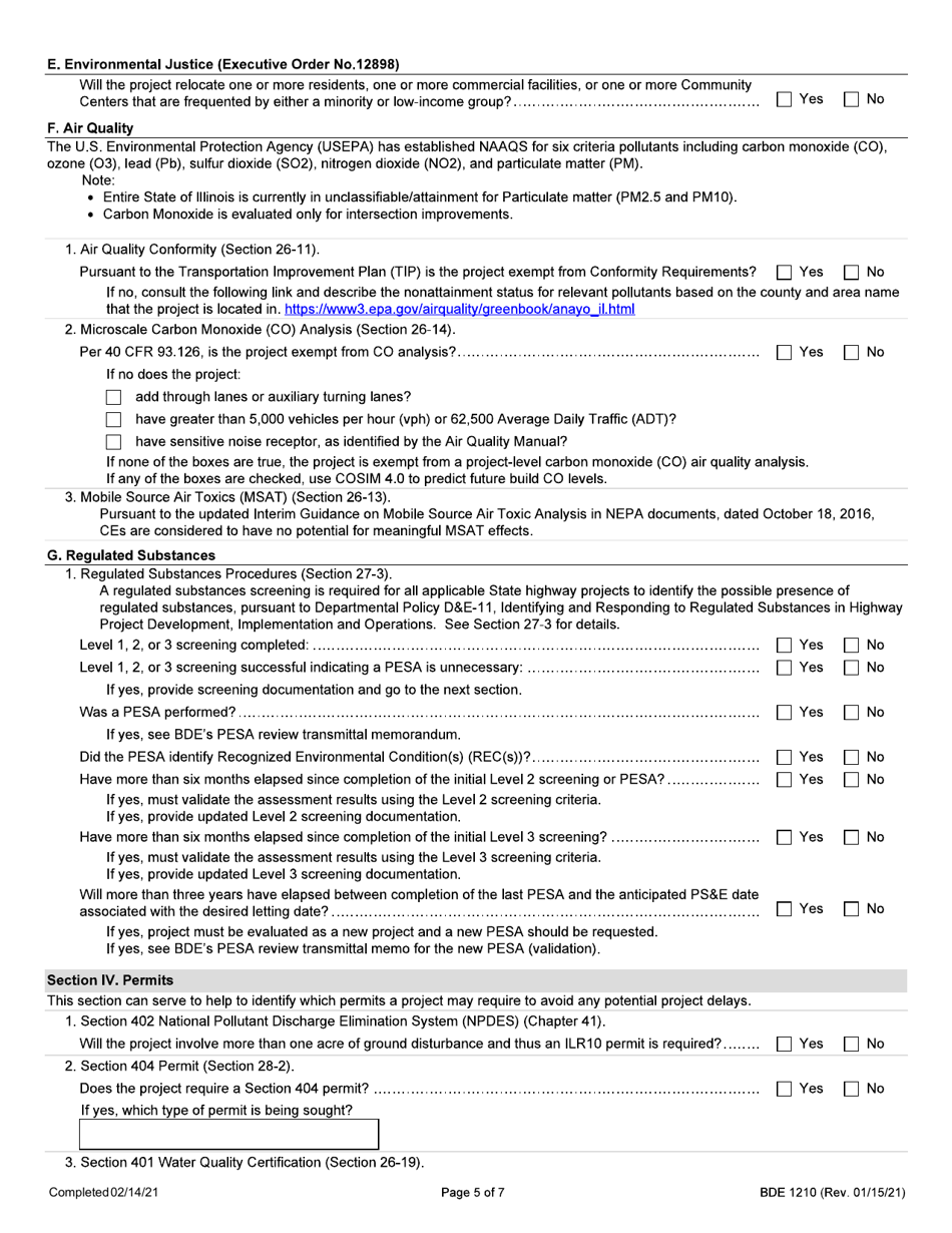 Form BDE1210 Phase I Checklist - Illinois, Page 5