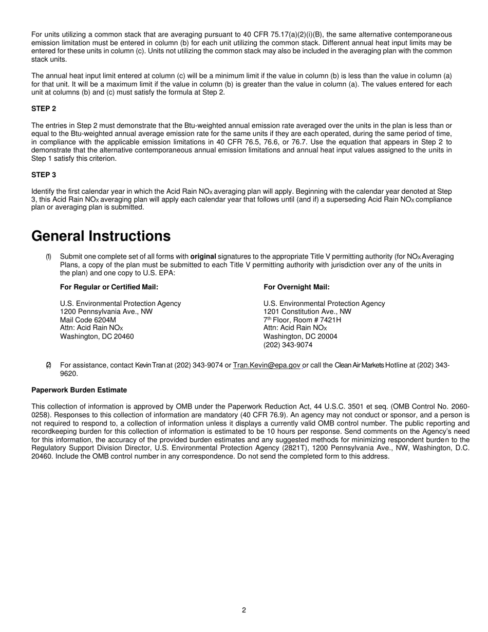 EPA Form 7610-28 Acid Rain Nox Compliance Plan, Page 4