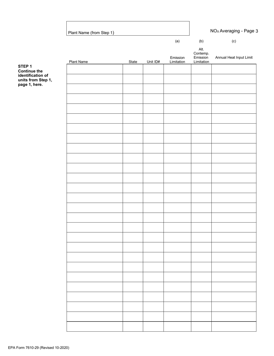 EPA Form 7610-29 Acid Rain Nox Averaging Plan, Page 3