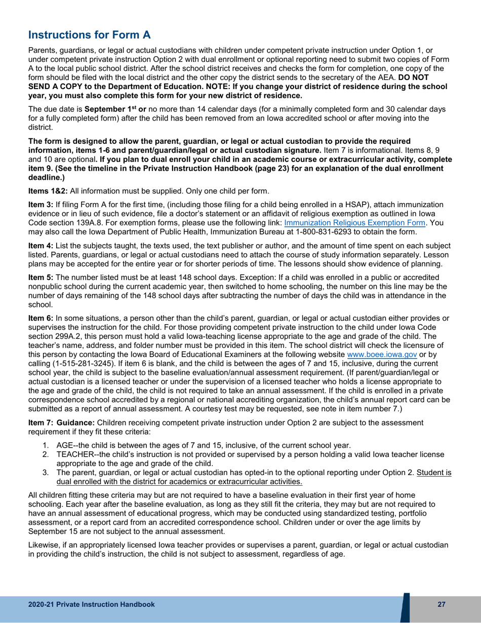 Form A Competent Private Instruction Report - Iowa, Page 4