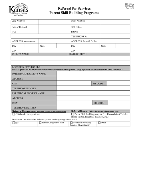 Form PPS2014 A Referral for Services Parent Skill Building Programs - Kansas