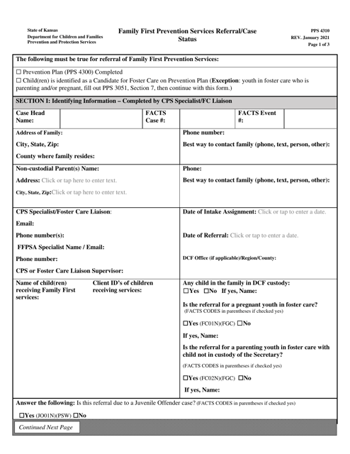 Form PPS4310  Printable Pdf