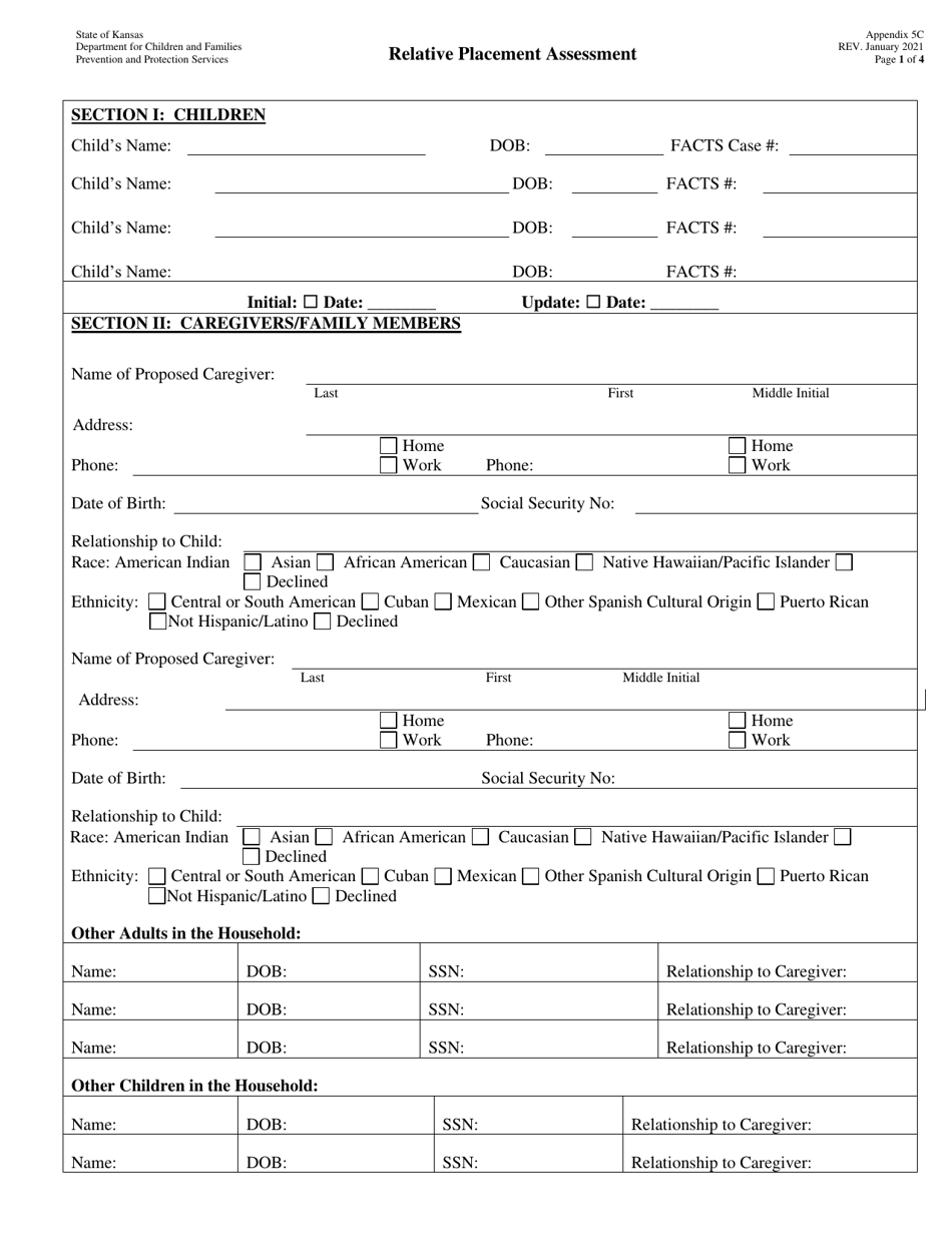 Appendix 5C Relative Placement Assessment - Kansas, Page 1