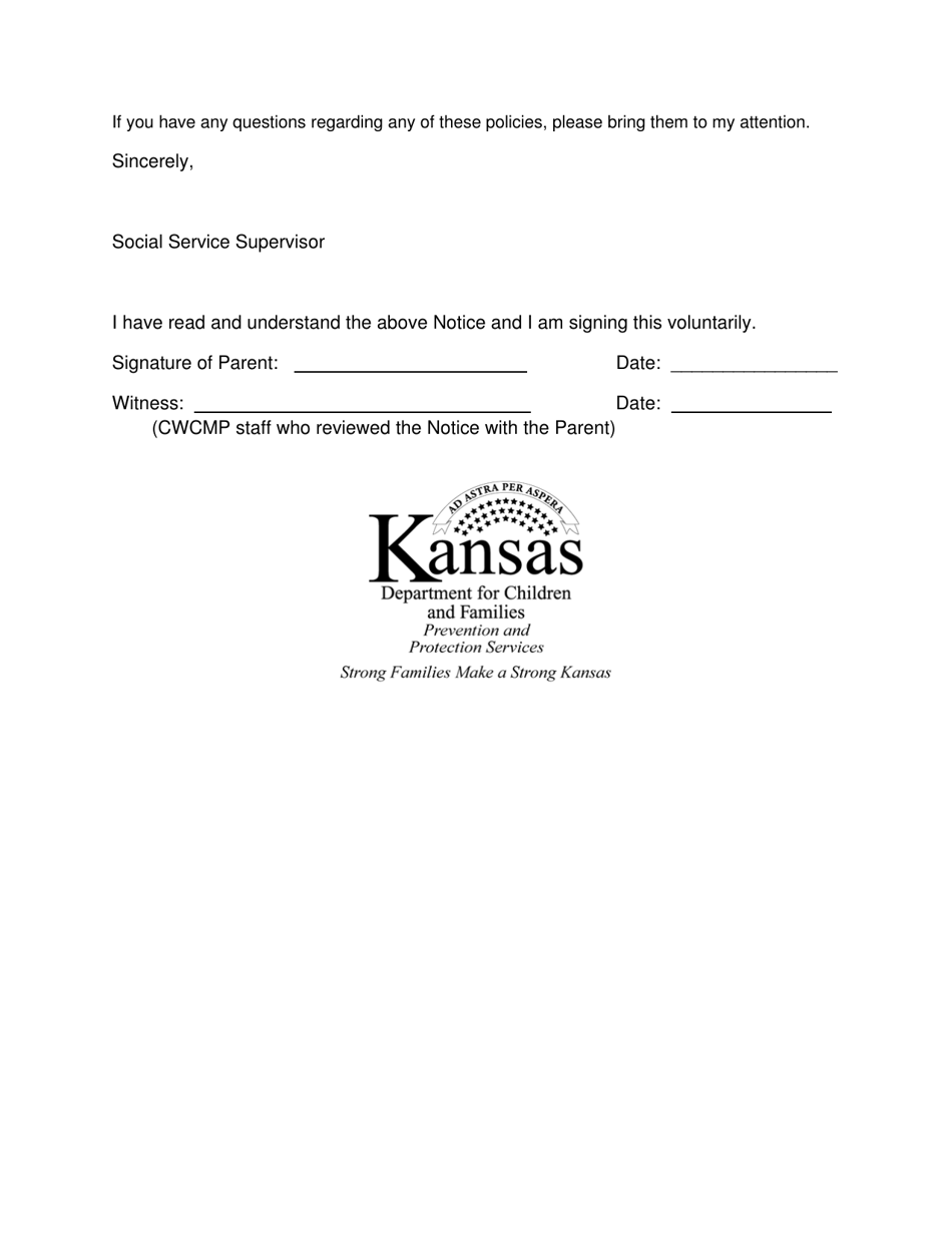 Appendix 5G Notice to Parent Considering Relinquishment of a Child in Dcf Custody - Kansas, Page 2