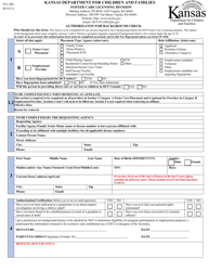 Form FCL002 &quot;Authorizaton for Background Check&quot; - Kansas