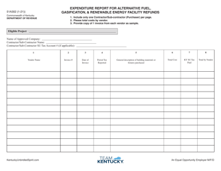 Form 51A302 &quot;Expenditure Report for Alternative Fuel, Gasification, &amp; Renewable Energy Facility Refunds&quot; - Kentucky