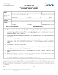 Document preview: Form 51A291 Application for Kentucky Signature Project Sales and Use Tax Refund - Kentucky