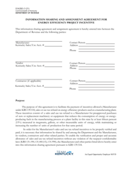 Form 51A350 &quot;Information Sharing and Assignment Agreement for Energy Efficiency Project Incentive&quot; - Kentucky
