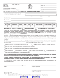Document preview: Form AOC-031 Notice of Firearm Prohibitions - Kentucky
