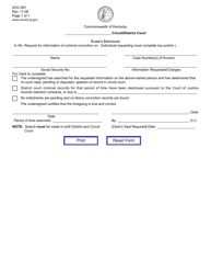Document preview: Form AOC-061 Clerk's Certificate - Kentucky