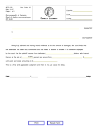 Document preview: Form AOC-125 Default Judgment - Kentucky